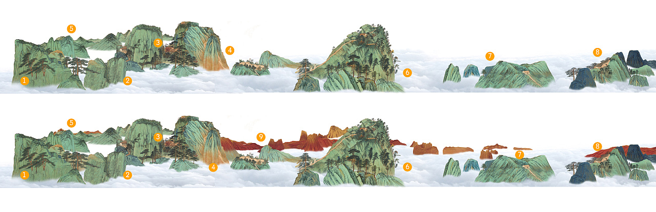 国画大家张大千之作《华山云海图》 三维空间展现!