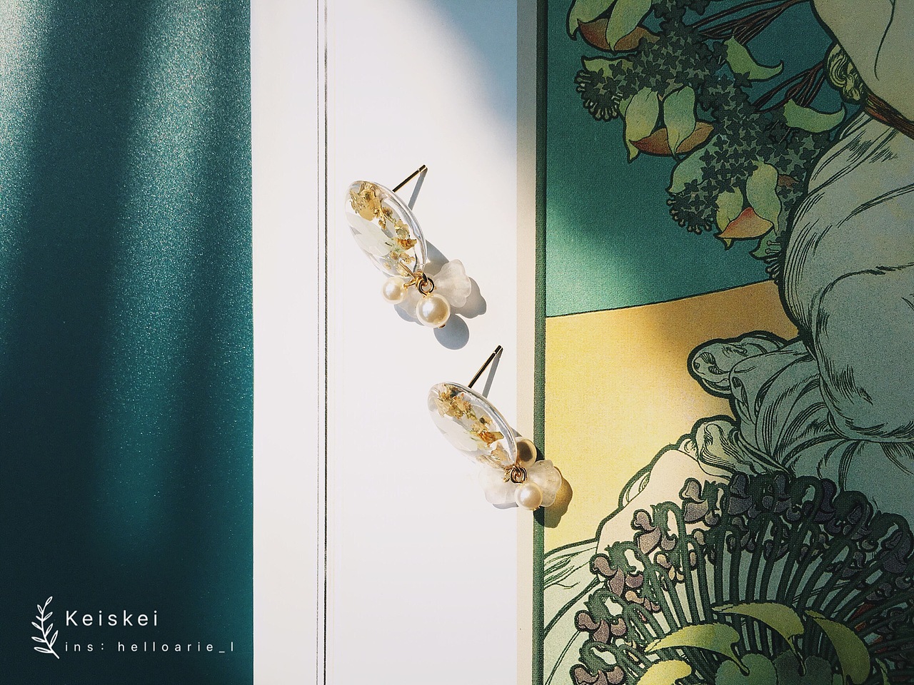 树脂手作⎡ 秋日幻想 ⎦之四 vintage 干花 耳饰