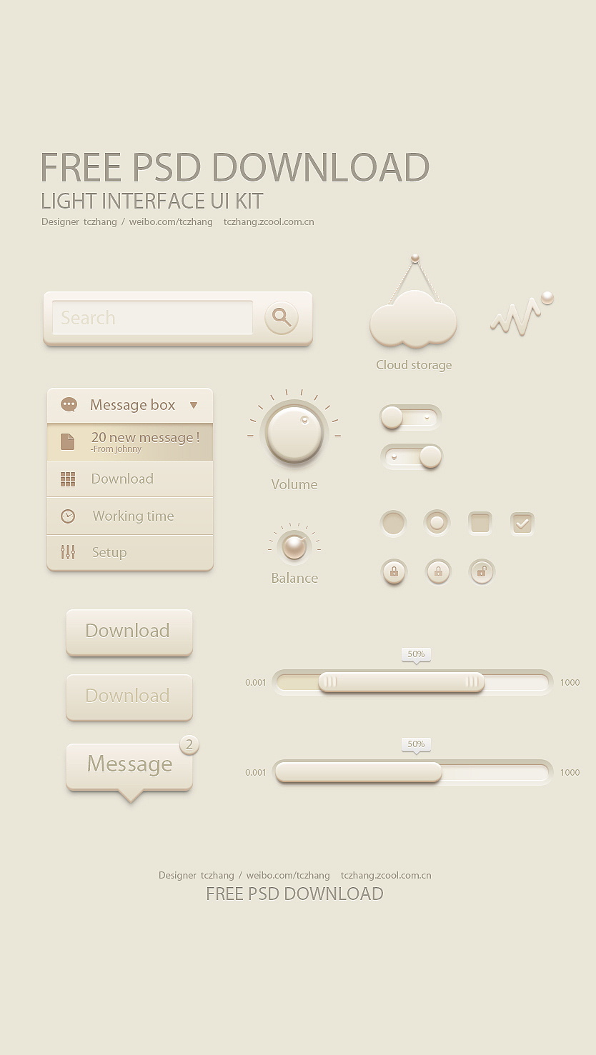 INTERFACE UI KIT （FREE PSD DOWNLOAD）（图ZODc2NTYwOA==） - 主题/皮肤 - 站酷设计师郁闷的鸡原创素材 - 站酷ZCOOL