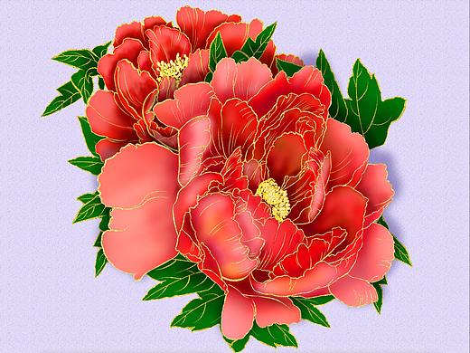 201911月17日 星期天：金色花邊牡丹花（個人主頁-ZNDA3OTg2NDQ=） - 創(chuàng)作習作 - 站酷設計師媛媛嬸兒驥原創(chuàng)素材 - 站酷ZCOOL