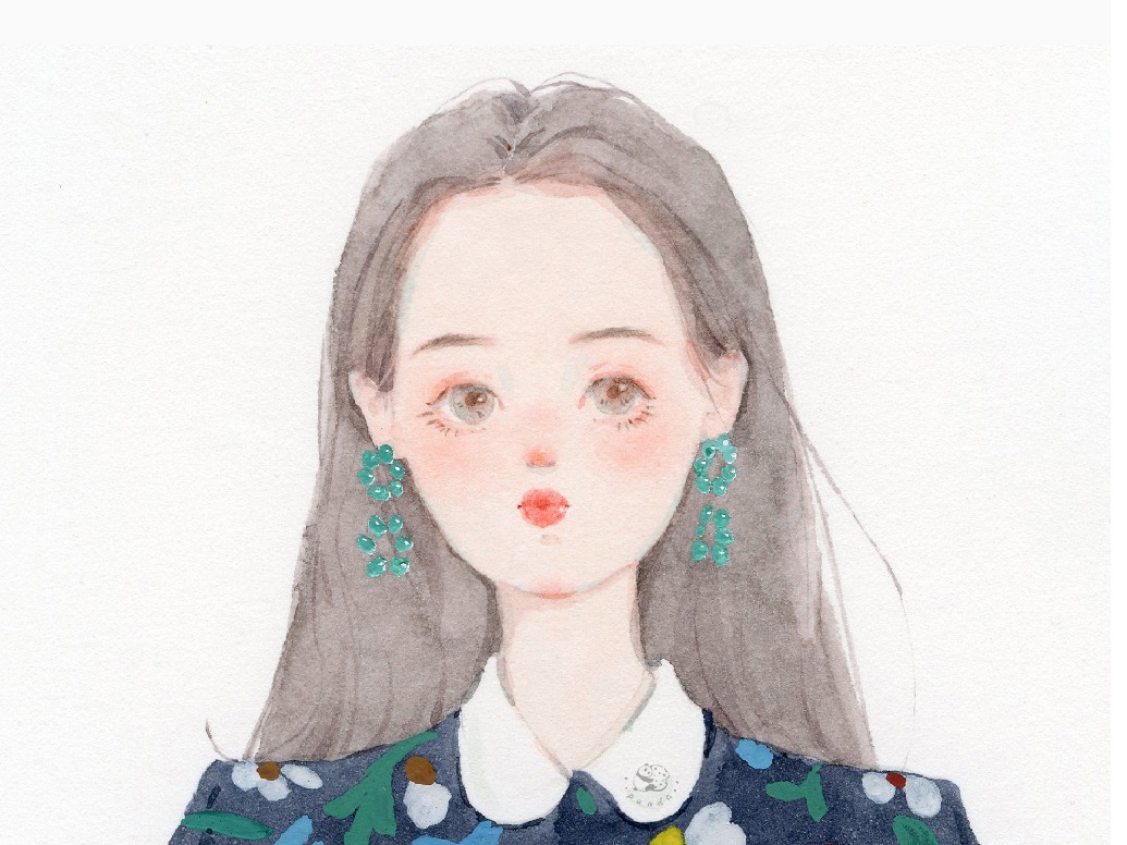 水彩女孩卡通手绘水彩教程森系治愈长发姐姐头像