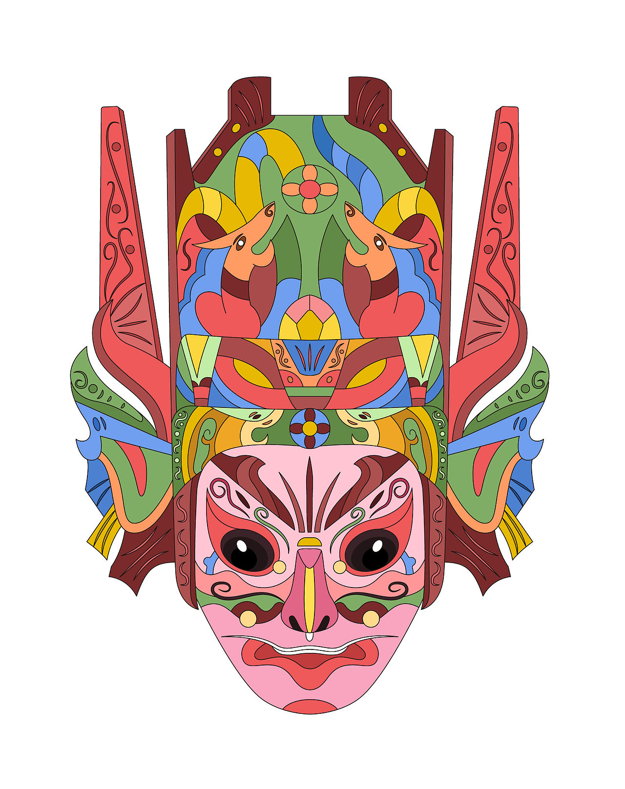变脸艺术脸谱2（图ZMzIxNTkzNjM2） - 商业插画 - 站酷设计师插画搬运工豆豆原创素材 - 站酷ZCOOL