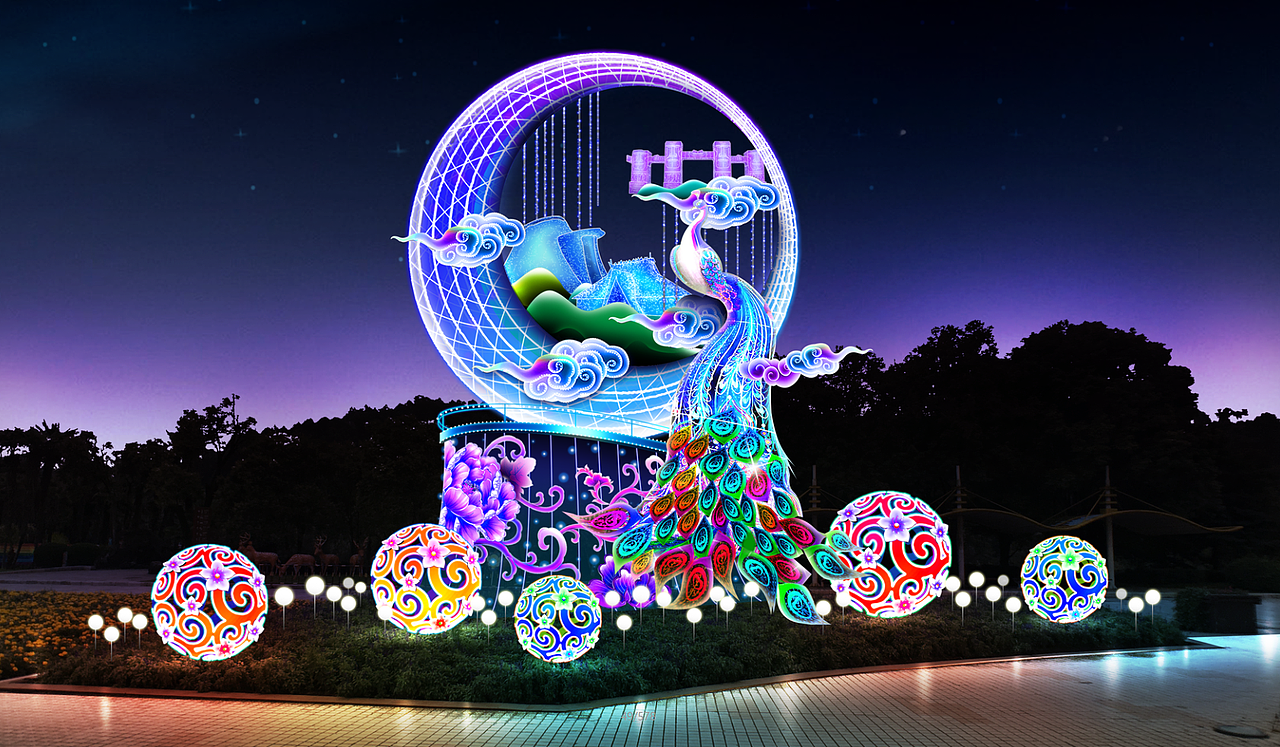 中秋花灯设计 中秋花灯定制 中秋花灯亮化制作