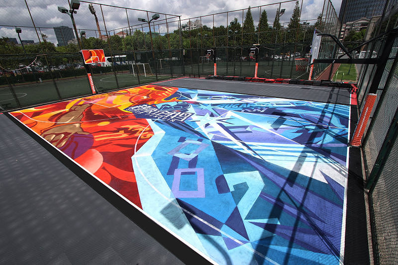 冰与火之歌 - 腾讯超级企鹅篮球名人赛篮球场涂鸦