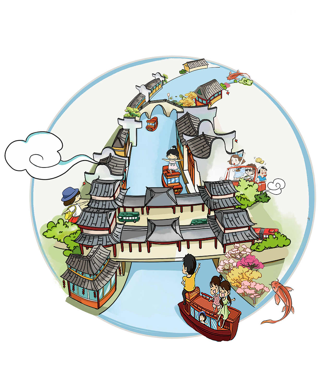 嘉兴旅游景点绘制（图ZMTA4NTI4Mzgw） - 商业插画 - 站酷设计师Ann大洋原创素材 - 站酷ZCOOL
