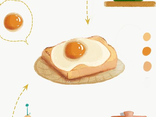 原创插画设计-关于厨房里的静物与鸡蛋吐司面包（个人主页-ZNDgzNjE4OTI=） - 创作习作 - 站酷设计师夏生nico原创素材 - 站酷ZCOOL