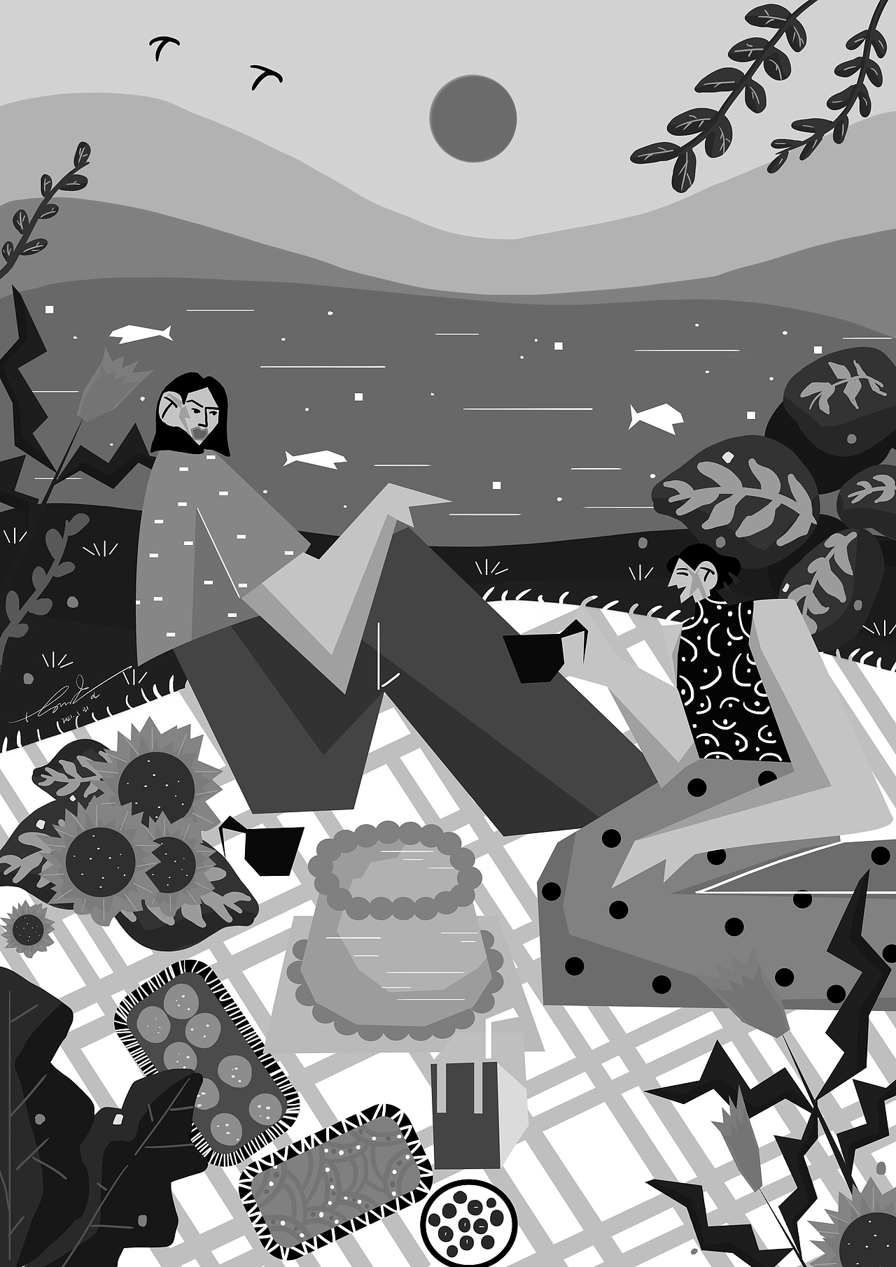 原创插画 扁平风插画 野餐插画（图ZMjU3OTM5NjA4） - 创作习作 - 站酷设计师FairyNuyoah原创素材 - 站酷ZCOOL