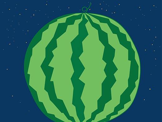 手绘插画——圆滚滚吃西瓜