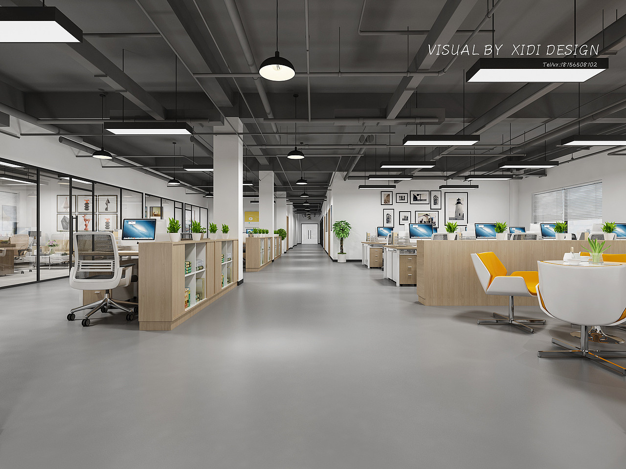 工装丨写字楼办公室开放式裸顶装修