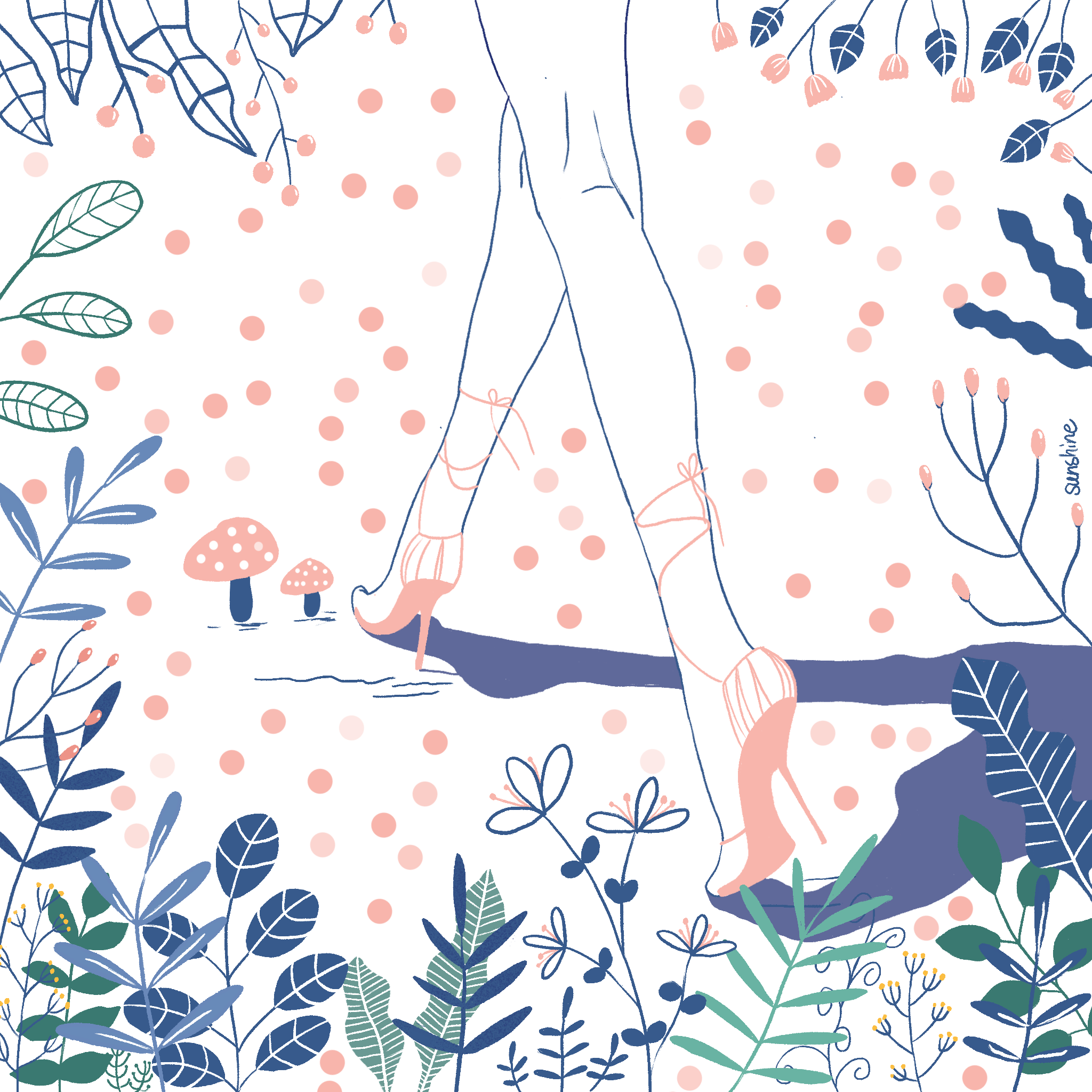 的蓝白插画线条作品集|插画|创作习作|sunshine爱画画呀 - 原创作品