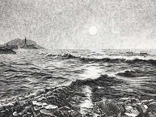 清晨的大海纯艺术-绘画43022年前五官石膏体素描写生步骤纯艺术-绘画