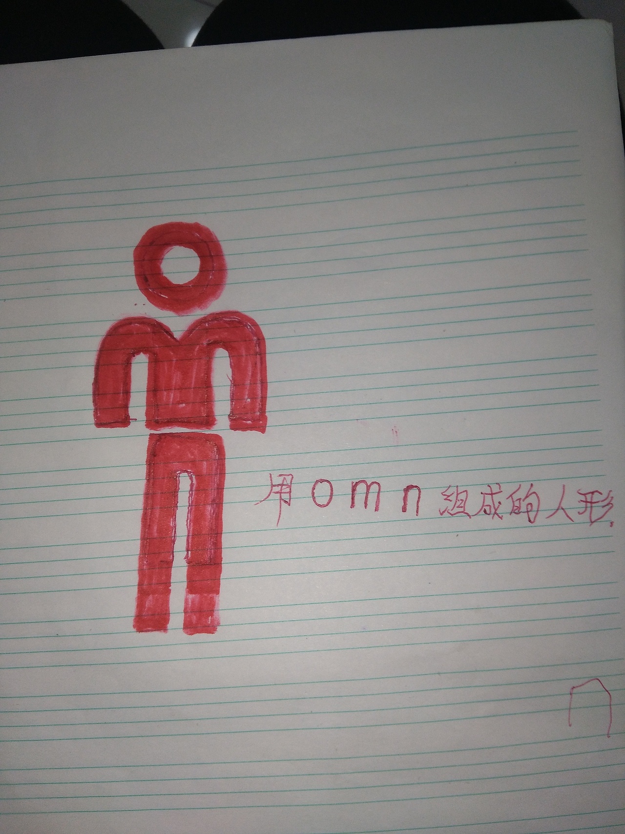 我使用英文字母"o.m.n."创意设计的人形图案造型.