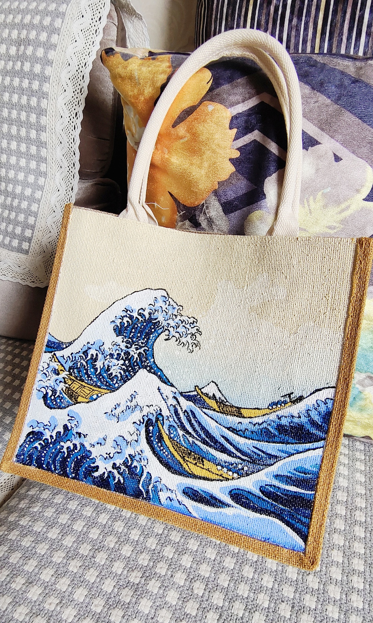 无印良品帆布包改造之葛饰北斋（图ZMzAzMjQ4NTY0） - 其他手工艺 - 站酷设计师柒曜原创素材 - 站酷ZCOOL