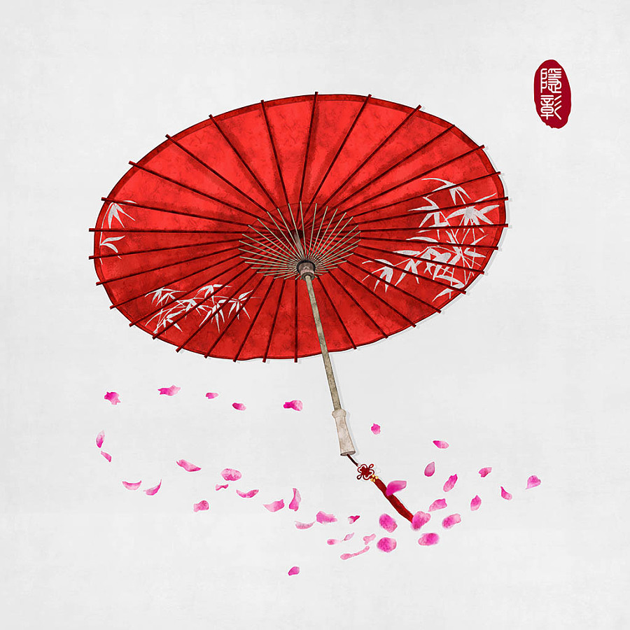 画伞上的花图案设计图片