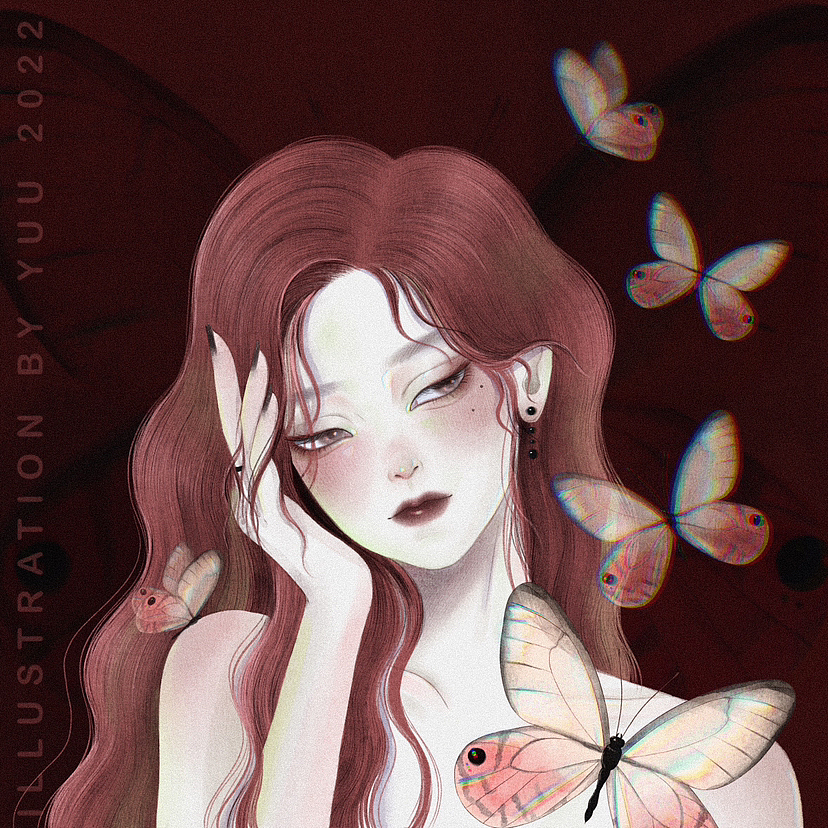 蝴蝶少女🦋（图ZMzIzMTI1NDUy） - 艺术插画 - 站酷设计师Yuu鱼原创素材 - 站酷ZCOOL