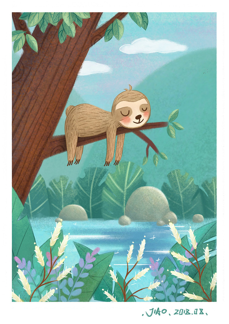 小憩哒树懒|插画|创作习作|萌小小新吖 - 原创作品 - 站酷 (zcool)