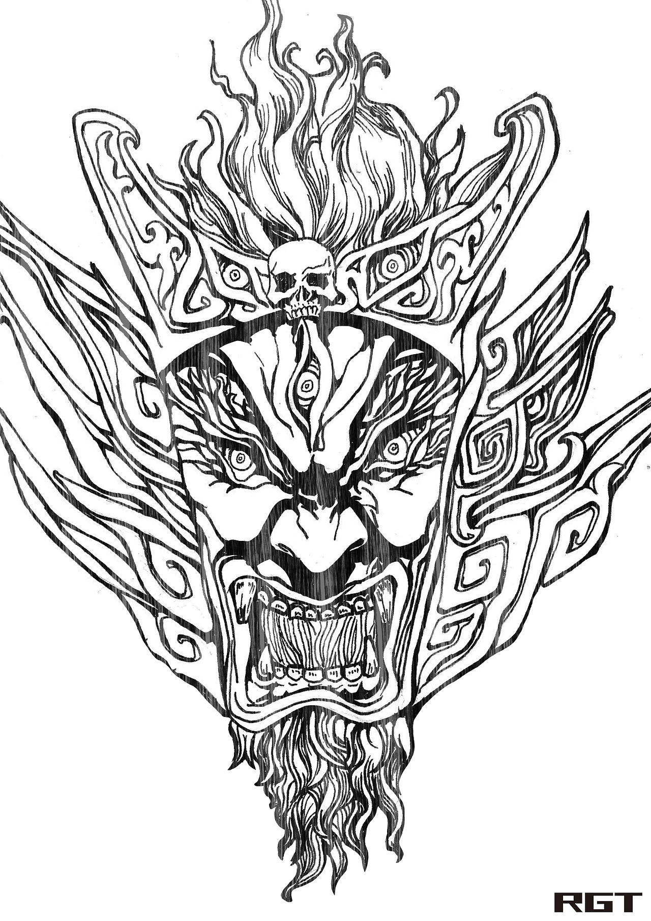 傩魂（图ZMjQzMDAxODE2） - 新锐潮流插画 - 站酷设计师RGT_tutu原创素材 - 站酷ZCOOL