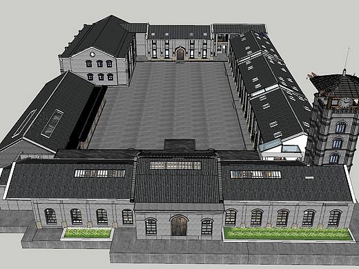 民宿酒店。草图大师模型