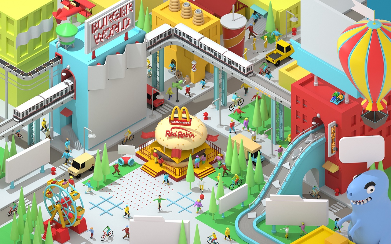卡通街道广告位（图ZMTM2MDcxNTgw） - 场景 - 站酷设计师守候星空原创素材 - 站酷ZCOOL