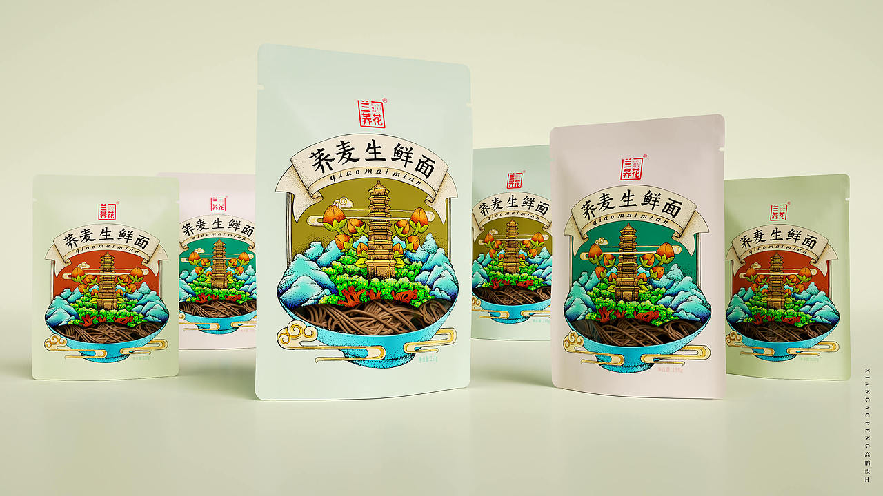 荞麦生鲜面特产农产品包装设计