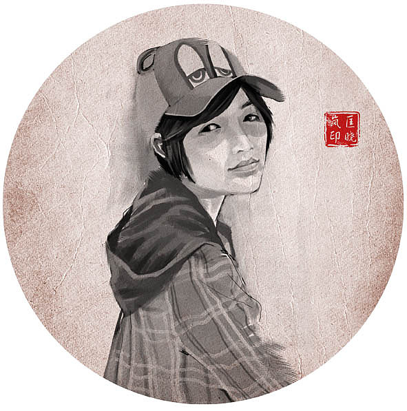 匡晓岚的外形很有特点，男孩子的短发、鸭舌帽、格子衫、双肩包，很像初中生。