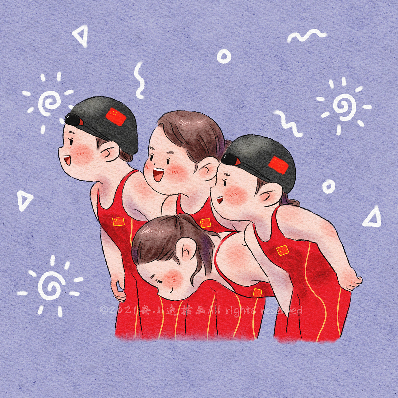 东京奥运会系列插画（图ZMjY2MjEzOTA0） - 儿童插画 - 站酷设计师安小逸插画原创素材 - 站酷ZCOOL