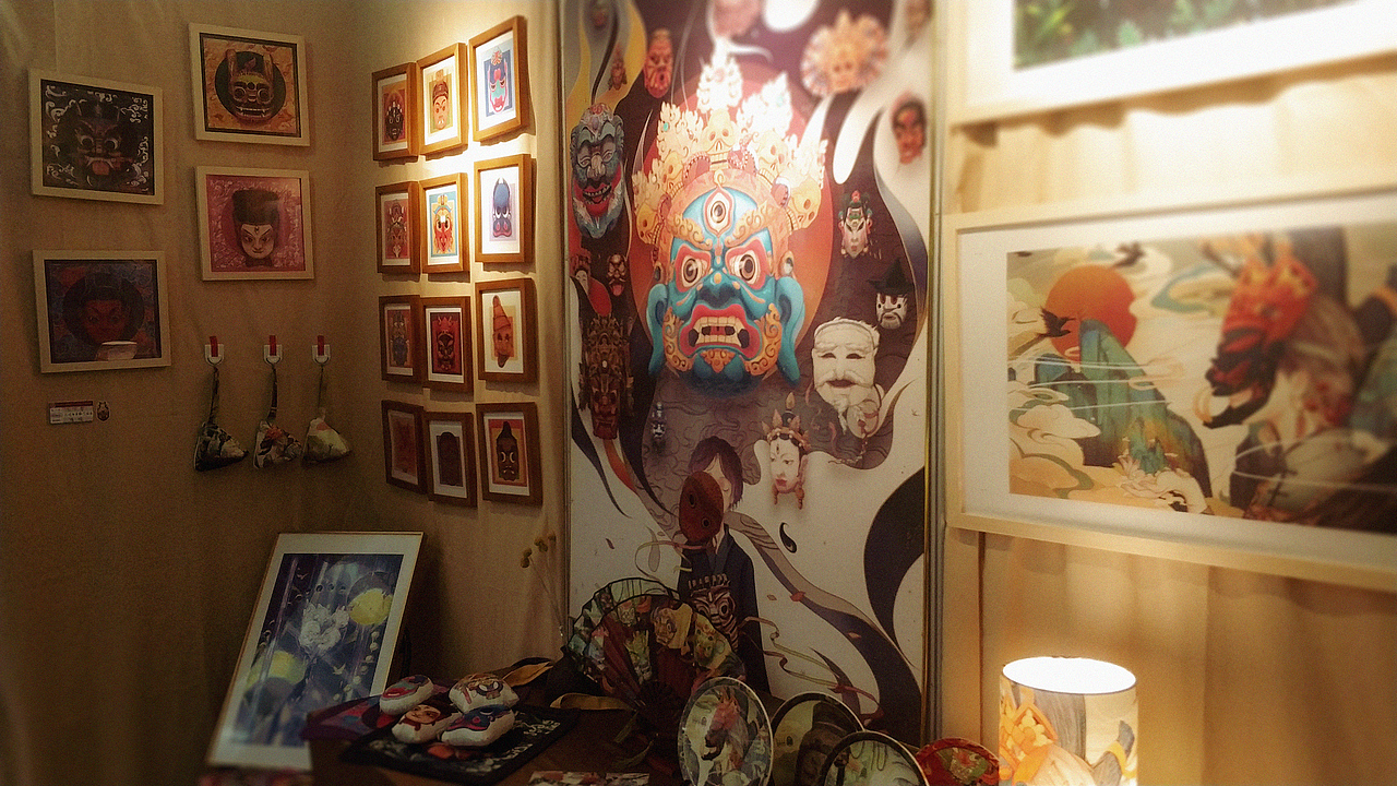 本科毕设作品|中国民间面具主题插画《千面万画》