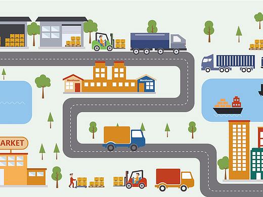 物流生态仓库插画