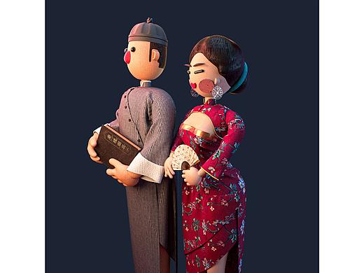 秦楼烟花——三维插画