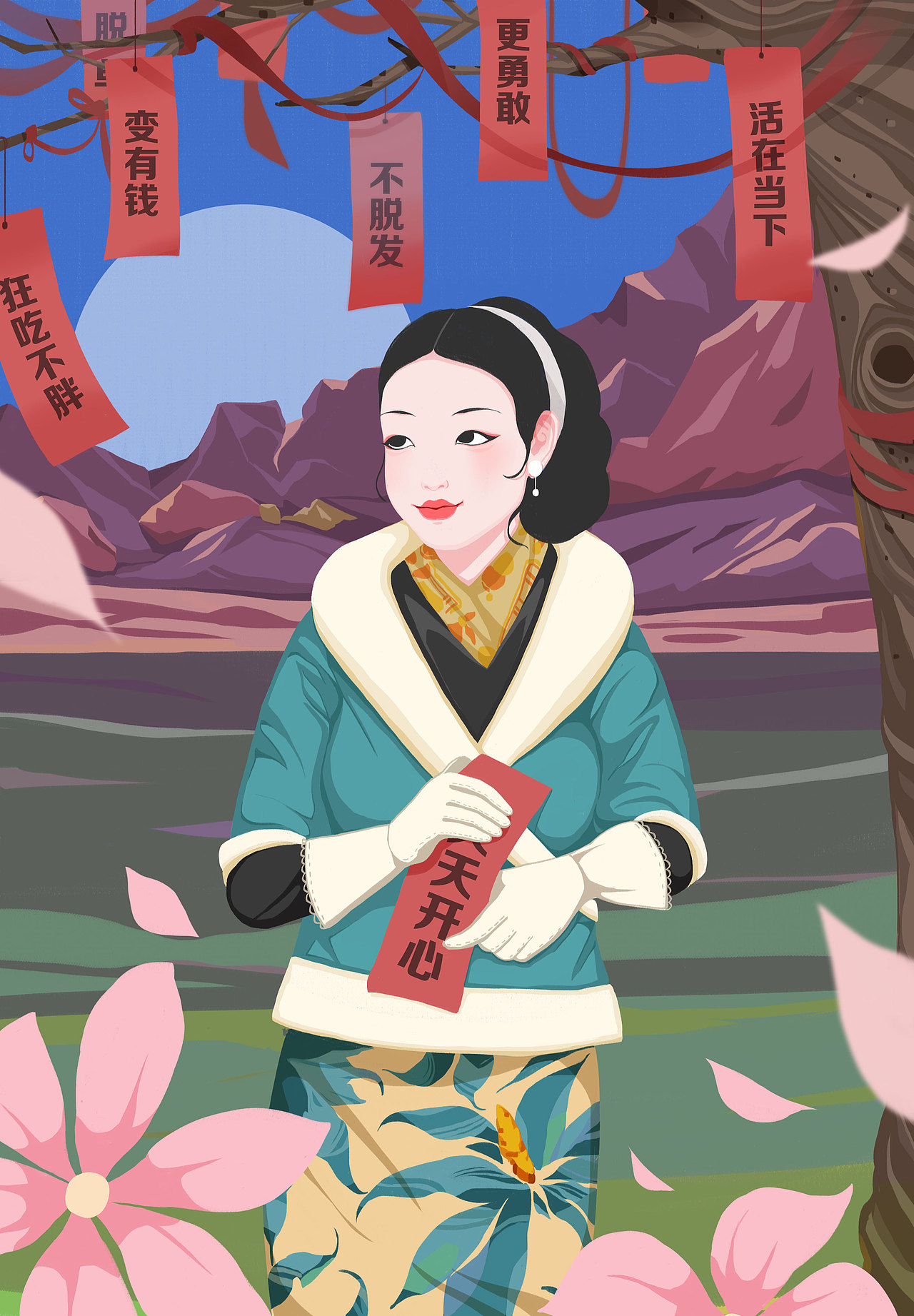 霁月-月份牌（图ZMjI0ODE0ODUy） - 商业插画 - 站酷设计师Yolly7原创素材 - 站酷ZCOOL