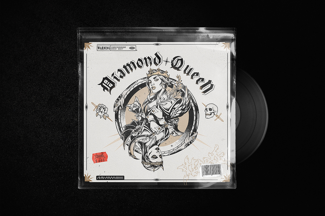 鱼尾纹乐队 EP COVER /DIAMOND QUEEN（图ZMjM3NTA3MDE2） - 新锐潮流插画 - 站酷设计师如意树原创素材 - 站酷ZCOOL