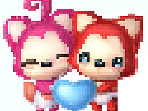 像素图片（桃子和阿狸）