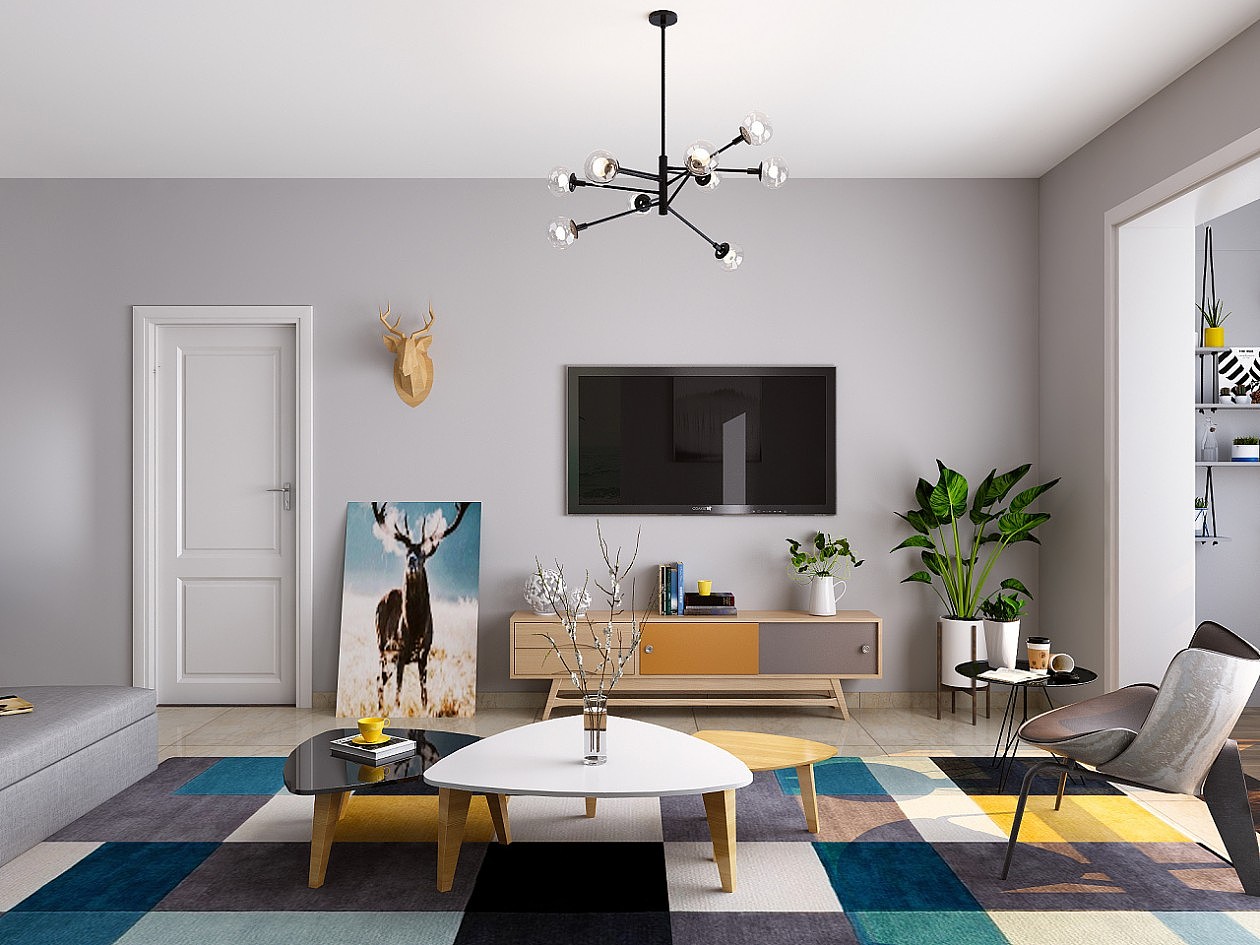 大胆的撞色,形成视觉焦点,空间感更加活跃