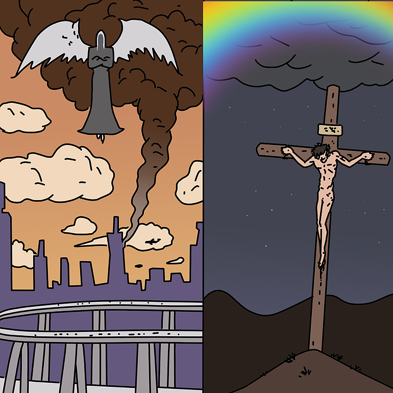 上帝没有立刻消灭路西甫,而是容任他去实施他的主张,为要让全体天使和