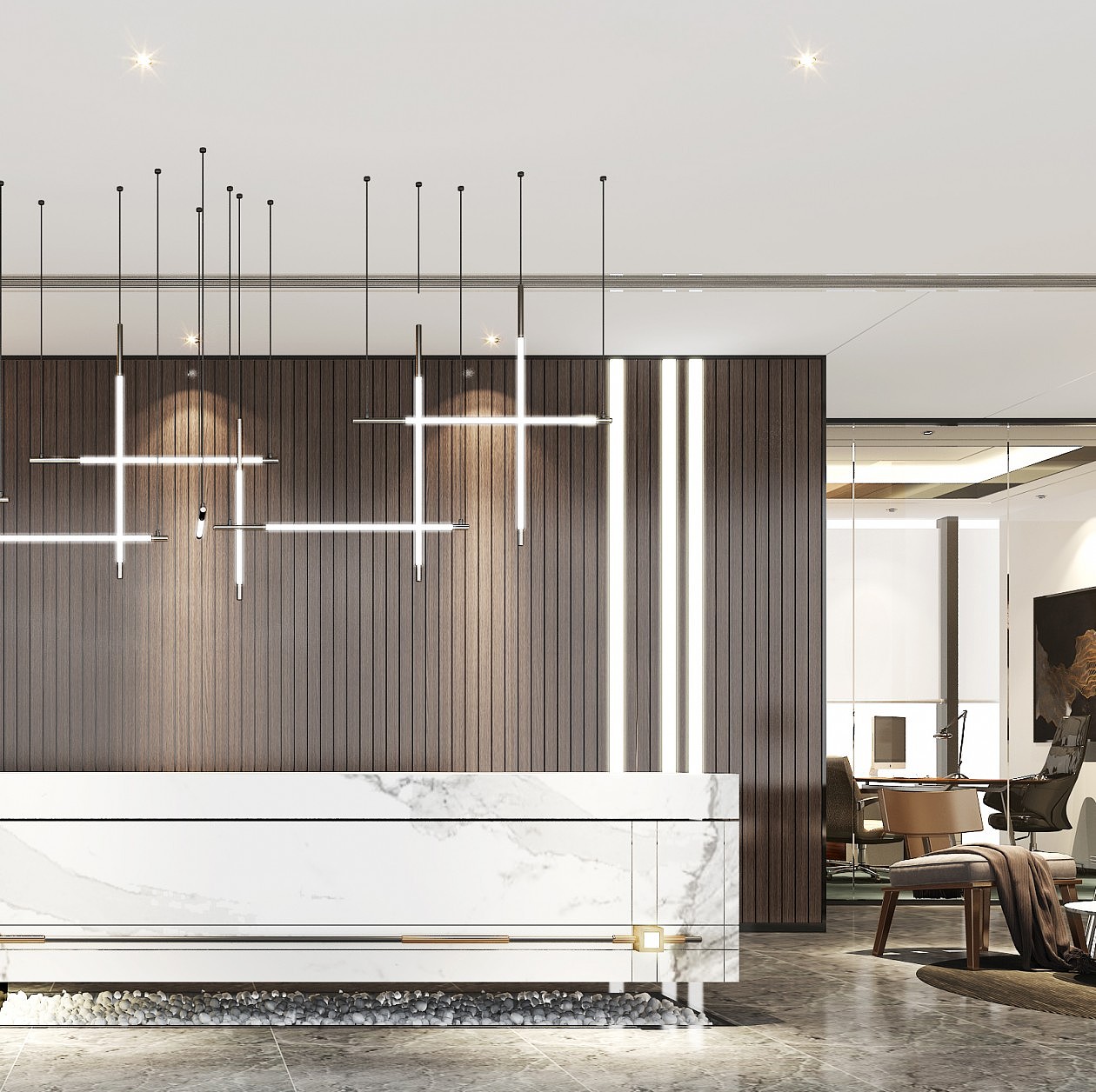 现代办公前台接待大堂