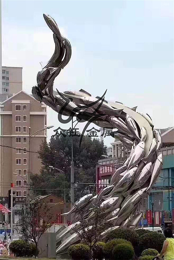 小区广场大型水景镜面抽象摆件 不锈钢雕塑