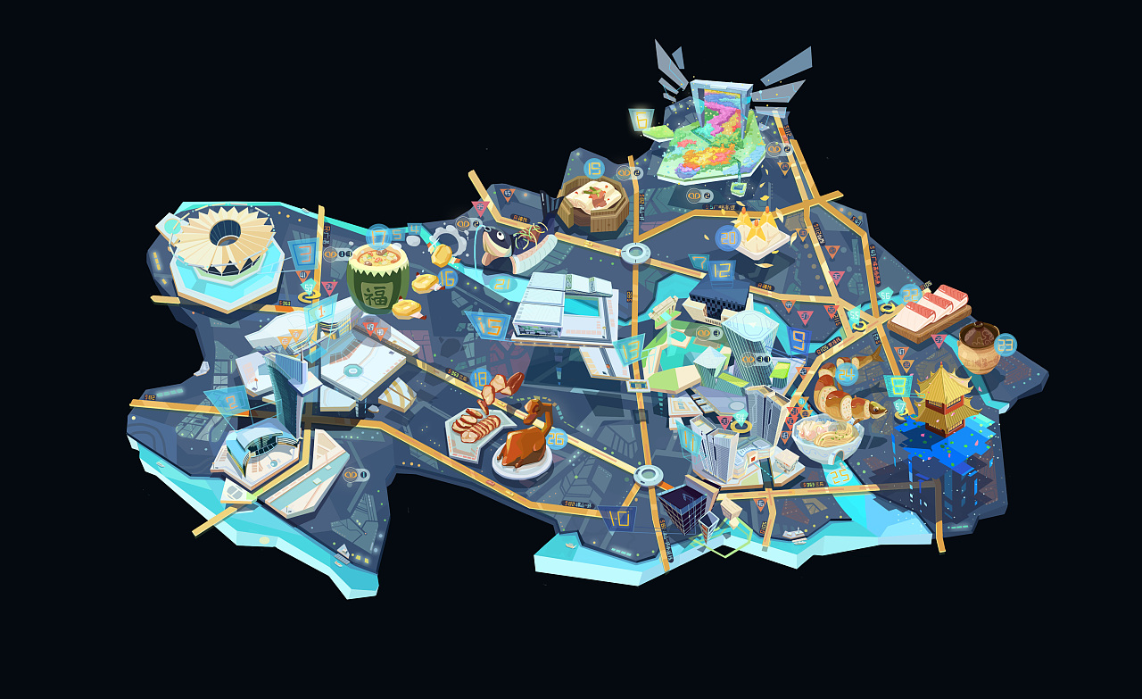 广州大学城卫星城旅游美食地图 顺德北部片区