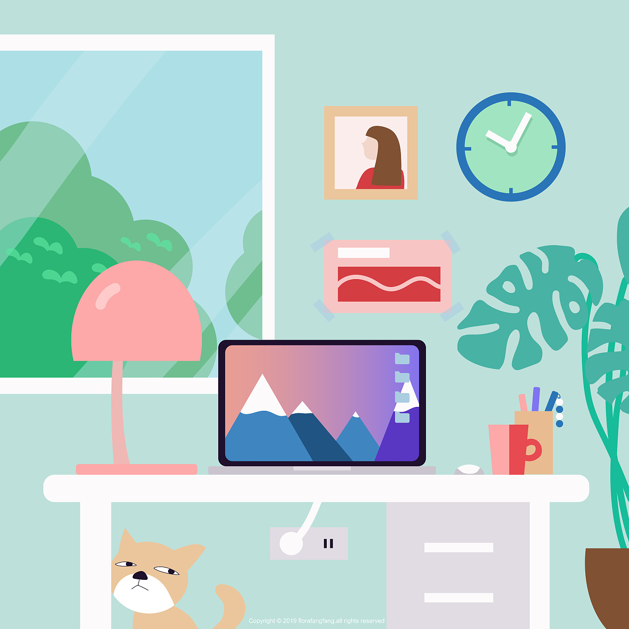 1年前 42 1 0 florafangfang 北京  |  插画师 扁平风,我理想中的书桌