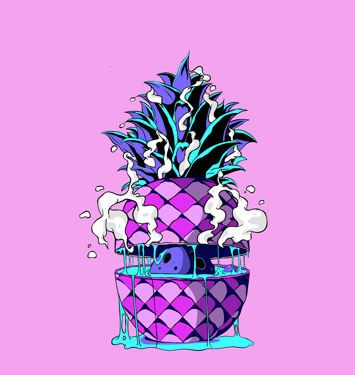 临摹-矢量插画"菠萝"