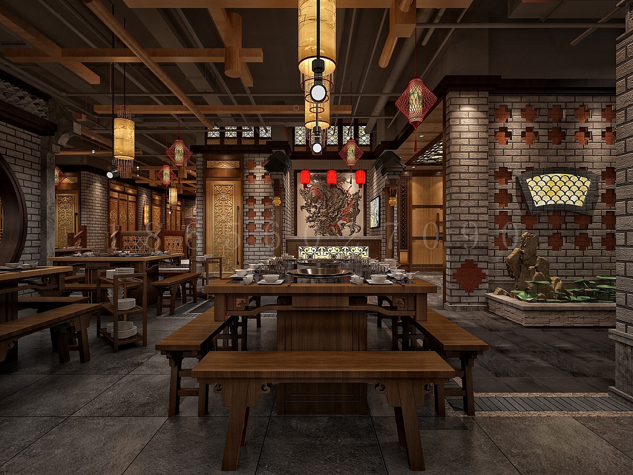 中式复古火锅店