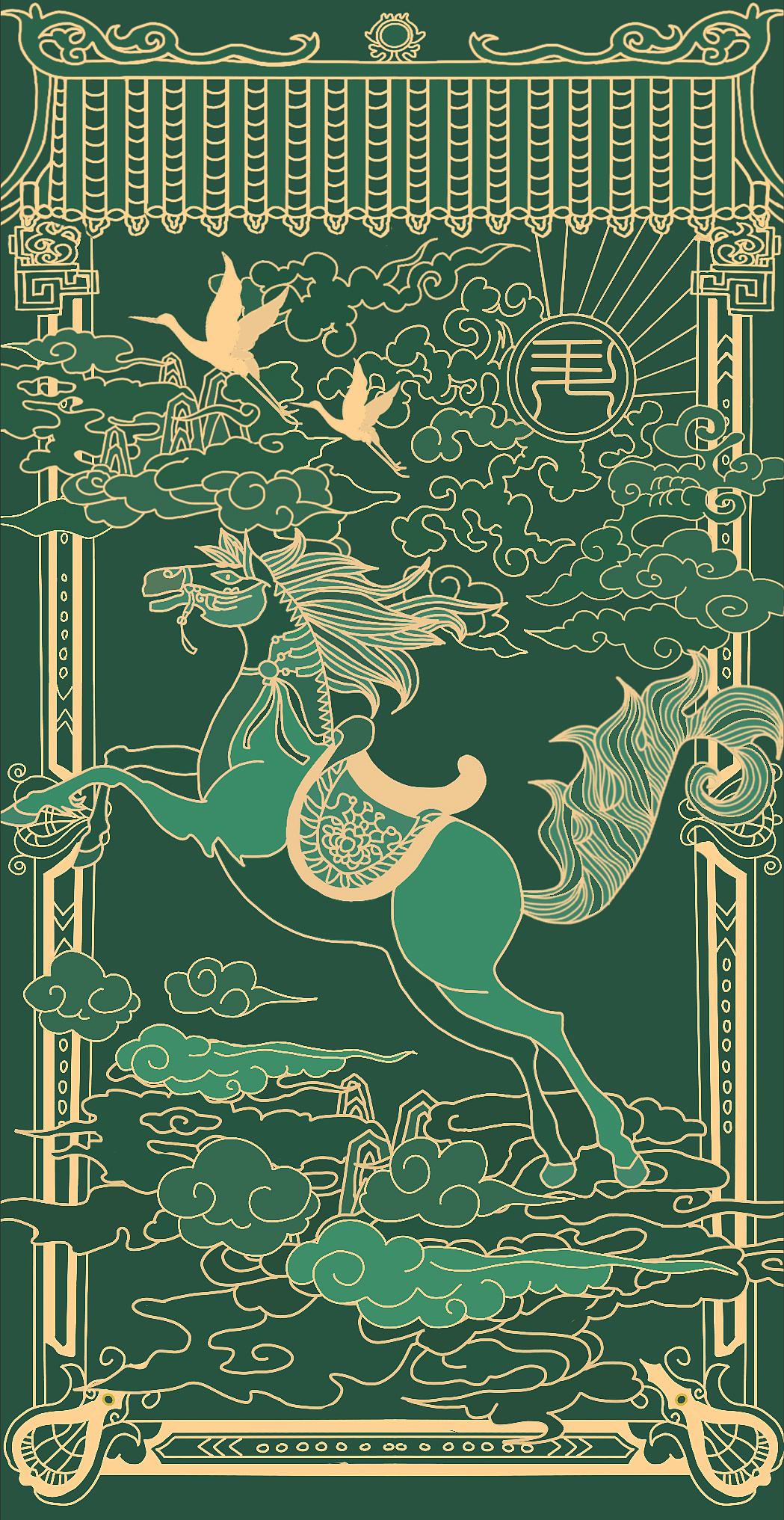 步青云线性国风插画