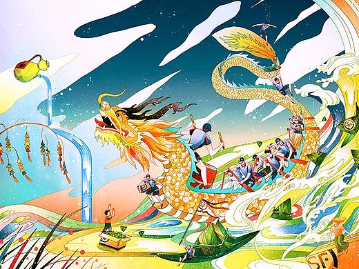 SF顺丰-端午中秋礼盒插画