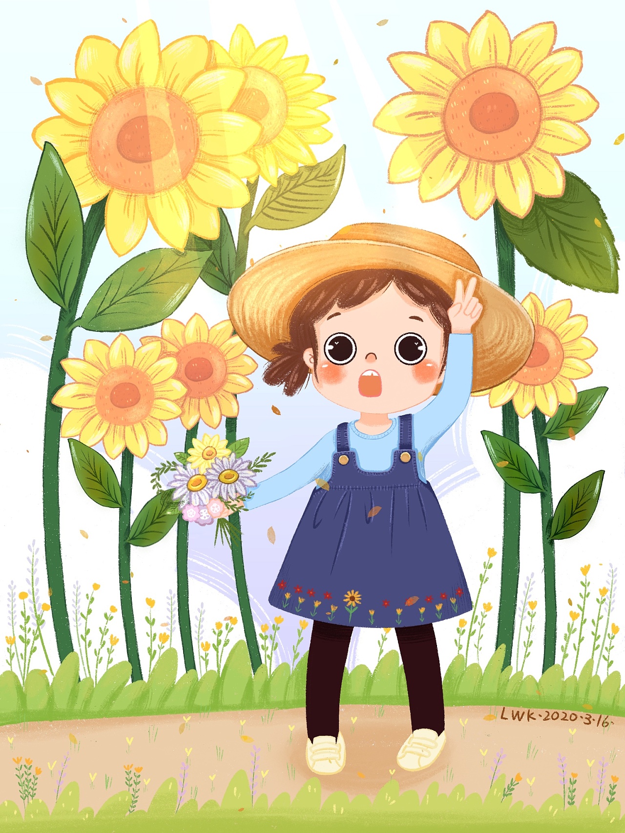 沫沫看向日葵|插画|儿童插画|米粒画儿插 - 原创作品 - 站酷 (zcool)