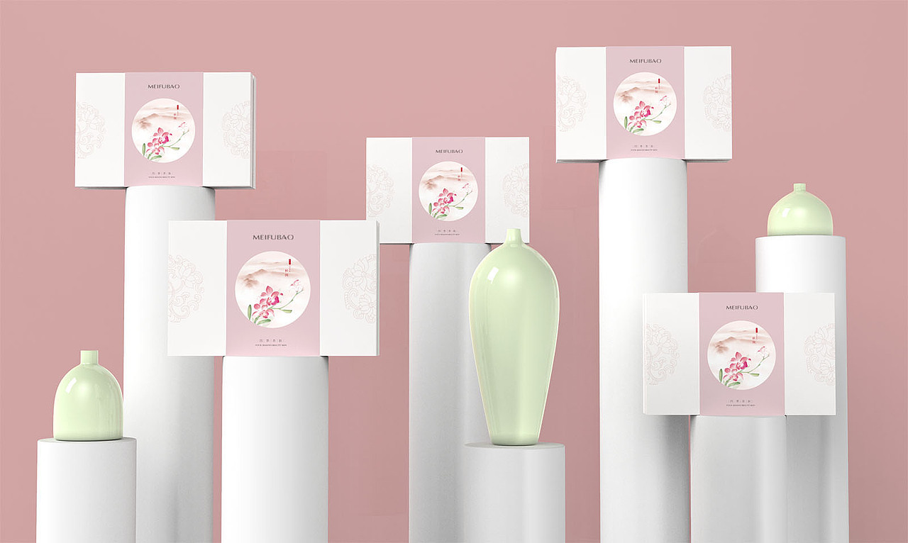 护肤品包装礼盒---《美肤宝》四季养肤产品展示