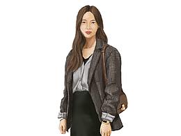 时尚插画—早春穿搭(女生)含线稿过程图