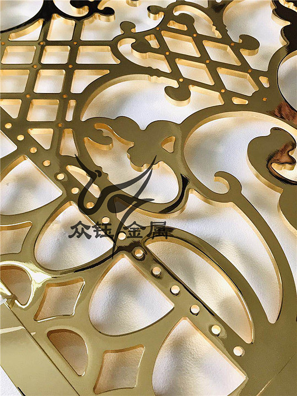 铝板雕花格栅 双面K金铝板镂空豪华隔断