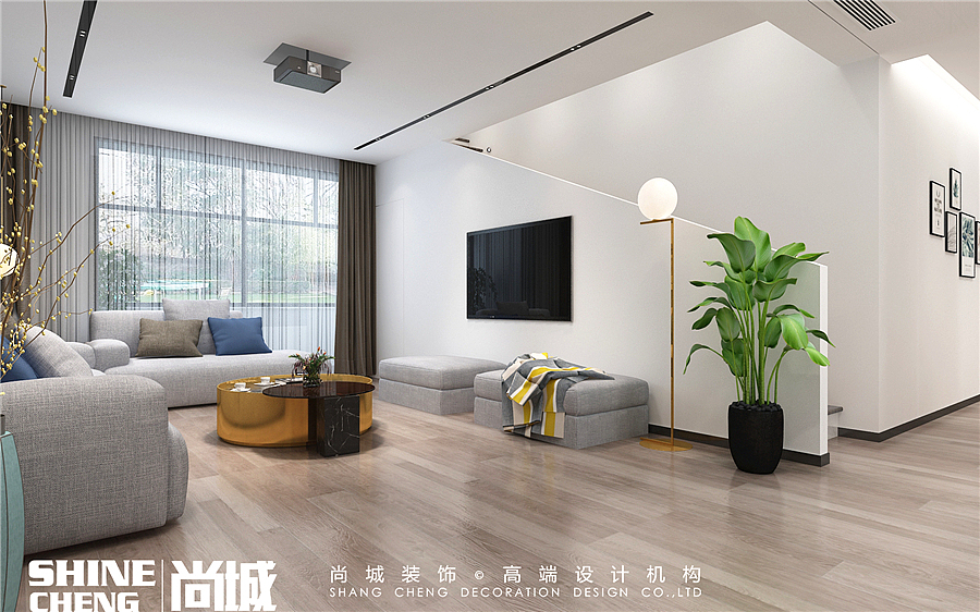 泰安五矿万境水岸联排别墅户型现代简约风格装修效果图（图ZMTU2MTU1NDY4） - 家装设计 - 站酷设计师泰安尚城装饰原创素材 - 站酷ZCOOL