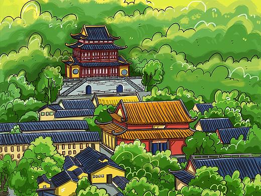 杭州西湖十景旅游手绘卡通绘画策划风景区园林插画地图