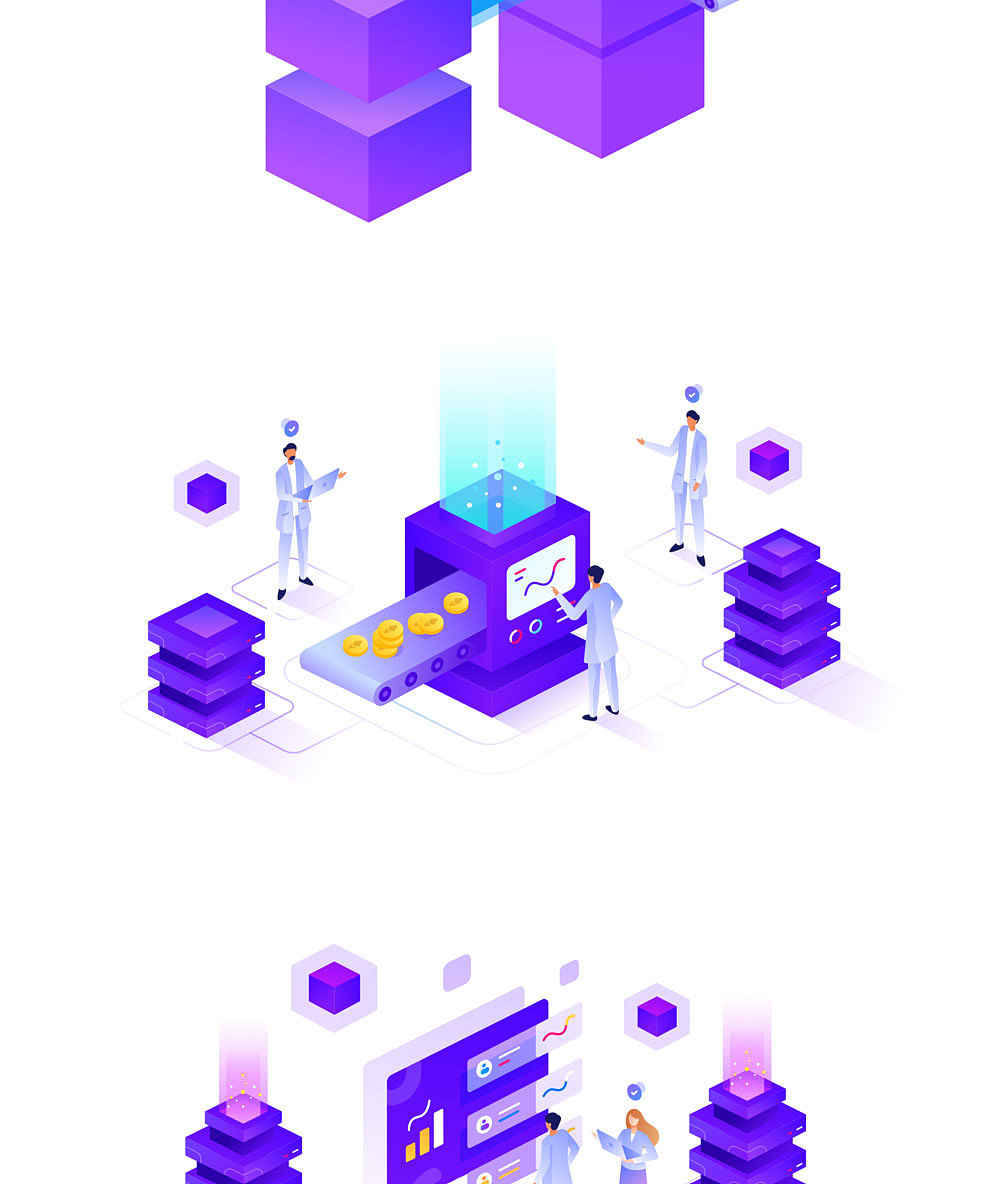 2.5D智能数据区块链比特币科技专题页插画海报设计素材（图ZMTgwNDA4MjQ0） - 艺术插画 - 站酷设计师立体插画爱好者原创素材 - 站酷ZCOOL