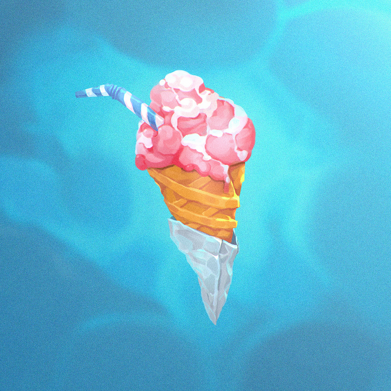 草莓冰淇淋|插画|创作习作|亘月_原创作品-站酷ZCOOL